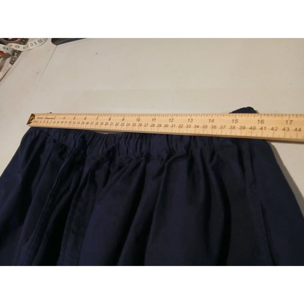 Free Assembly Navy Blue Eyelet Midi Skirt Button Front Scallop Hem Womens Size M